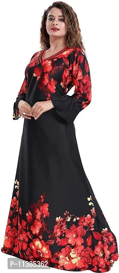 Classy Satin Printed Nighty For Women-thumb5