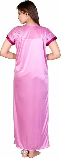 Classy Satin Solid Nighty with Robe For Women-thumb2