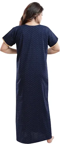 Elegant Blue Cotton Embroidered Nighty For Women-thumb3