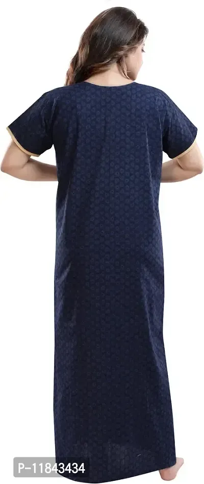 Elegant Blue Cotton Embroidered Nighty For Women-thumb4