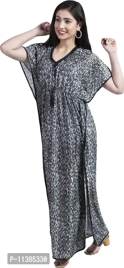 Classy Satin Printed Nighty For Women-thumb3