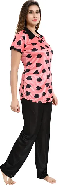 Classy Satin Printed Shirt and Pyjama Set For Women-thumb5