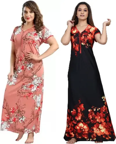 Stylish Satin Nighty For Women Pack Of 2