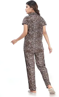 Nightsuits For Women/Classy Satin Printed Shirt and Pyjama Set For Women-thumb1