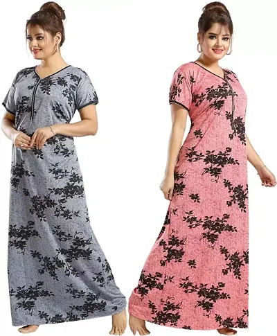 Stylish Satin Nighty For Women Pack Of 2