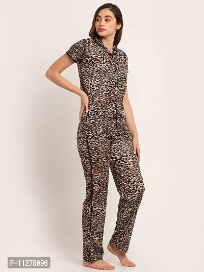 Classy Satin Printed Shirt and Pyjama Set For Women-thumb4