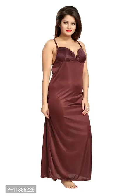 Classy Satin Printed Nighty For Women-thumb3