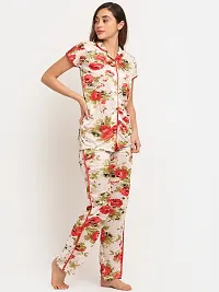 Classy Satin Printed Night Suit Set For Women-thumb4