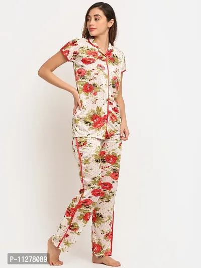 Classy Satin Printed Night Suit Set For Women-thumb5