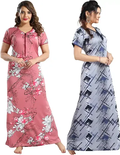 Stylish Satin Nighty For Women Pack Of 2