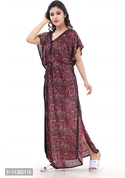 Classy Satin Printed Kaftan Nighty For Women-thumb3