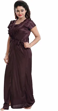 Classy Satin Solid Nighty Set For Women-thumb4