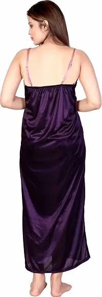 Classy SATIN Solid Nighty with Robe For Women-thumb1
