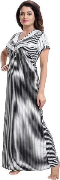 Classy Cotton Striped Maternity/nursing Nighty For Women-thumb4