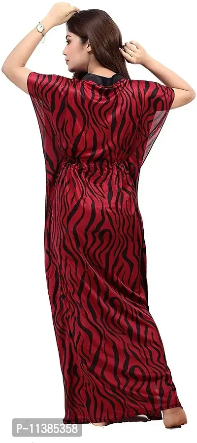 Classy Satin Printed Nighty For Women-thumb2