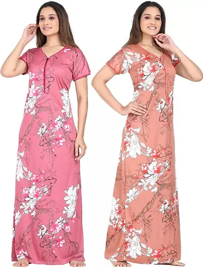 Stylish Satin Nighty For Women Pack Of 2