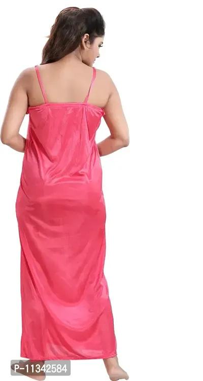 Classy Satin Solid Nighty with Robe For Women Pack Of 2-thumb5