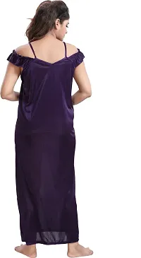 Classy Satin Solid Nighty with Robe For Women-thumb1