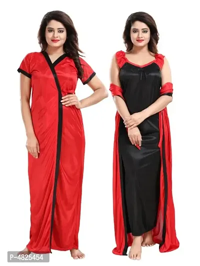 Fancy 2-IN-1 Night Gown With Robe in Satin