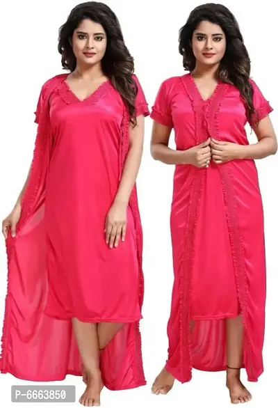 Fancy Women Satin Night Wear Dress