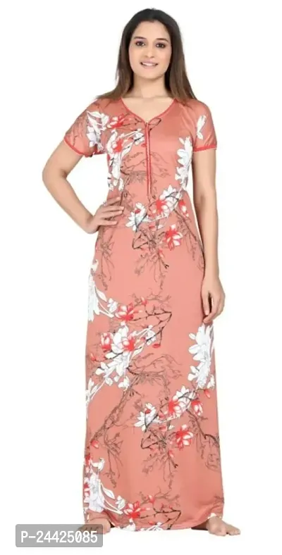 Best Selling Floral Satin Nighty/Night Gown/Night Dress For Women