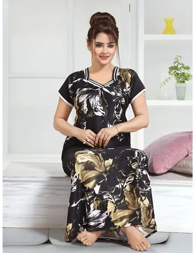 Best Selling Floral Satin Nighty/Night Gown/Night Dress For Women