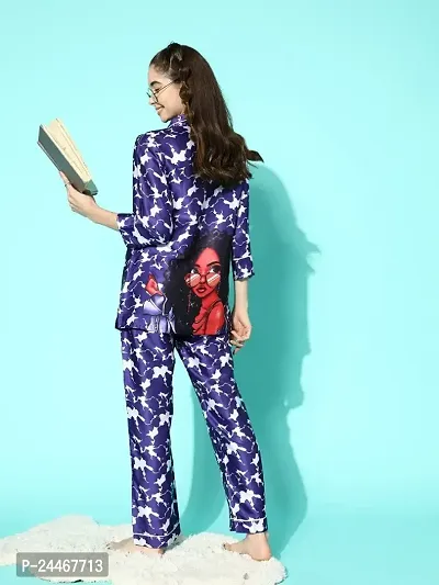Boss Lady Back Printed Pyjama Set/Night Suit For Women-thumb0