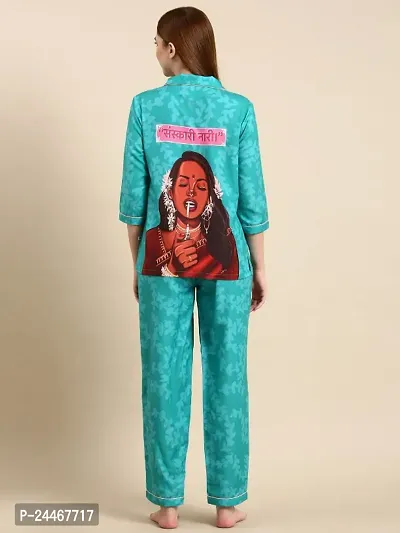 Boss Lady Back Printed Pyjama Set/Night Suit For Women