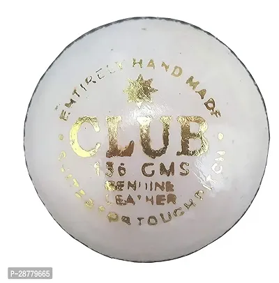 White Cricket Club Leather Ball (Pack of 1, White)-thumb0