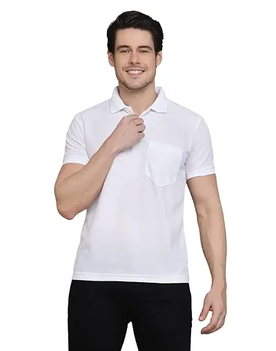 Stylish Fancy Blend Solid Polos T-Shirts For Men