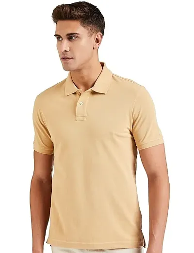 Stylish Blend Solid Polos T-Shirt For Men