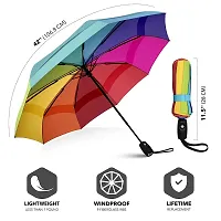 Virza trade Windproof Travel Umbrella with Teflon Coating (Rainbow)-thumb3