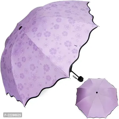 VIRZA TRADE Magic Umbrella (Random Color wiil be provided) : 3 Fold Anti UV Protection,Triple Folding Mini Blossom Magic Compact Umbrella During Rain for Girls and Women-thumb2