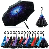 VIRZA TRADE Automatic Inverted Reversible No Drip Umbrella with C Shape Handle (Multi)-thumb4