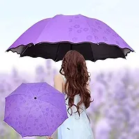 VIRZA TRADE Magic Umbrella (Random Color wiil be provided) : 3 Fold Anti UV Protection,Triple Folding Mini Blossom Magic Compact Umbrella During Rain for Girls and Women-thumb3