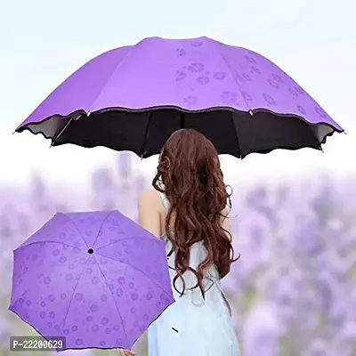 VIRZA TRADE Magic Umbrella (Random Color wiil be provided) : 3 Fold Anti UV Protection,Triple Folding Mini Blossom Magic Compact Umbrella During Rain for Girls and Women-thumb4