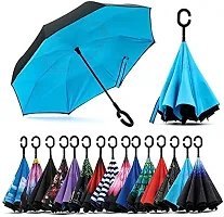 VIRZA TRADE Automatic Inverted Reversible No Drip Umbrella with C Shape Handle (Multi)-thumb1