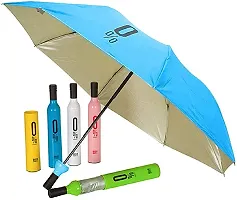 VIRZA TRADE Newest Stylish Windproof Double Layer Small Lightweight Folding Portable Wine Umbrella with Bottle Cover for UV Protection  Rain (Multicolour)-thumb4