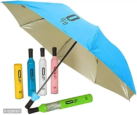 VIRZA TRADE Newest Stylish Windproof Double Layer Small Lightweight Folding Portable Wine Umbrella with Bottle Cover for UV Protection  Rain (Multicolour)-thumb5