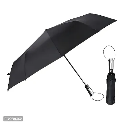 Virza trade Umbrella for Travel Auto Open Compact Lightweight Folding Windproof Umbrellas for Rain, Sturdiness Ergonomic Sun  Wind UV Protection (BLACK)