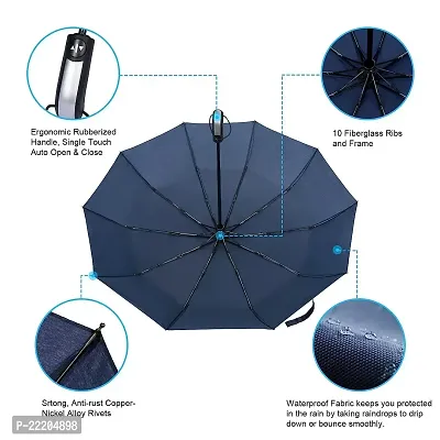 Virza trade Umbrella for Travel - Auto Open Compact, Lightweight  Folding - Best Windproof Umbrellas for Rain, Sturdiness Ergonomic Sun  Wind UV Protection,Easy Carry for Women and Men. (BLUE)-thumb4