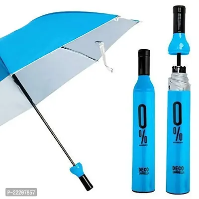 VIRZA TRADE Newest Stylish Windproof Double Layer Small Lightweight Folding Portable Wine Umbrella with Bottle Cover for UV Protection  Rain (Multicolour)