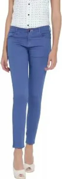 Stylish Fancy Lycra Blend Mid Rise Solid Slim Fit Jeans For Women