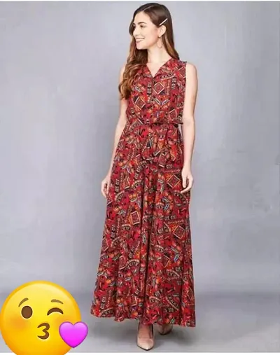 Fancy Printed Flared Maxi Dress