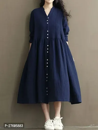 Classic Linen Solid  Dresses for Women-thumb0
