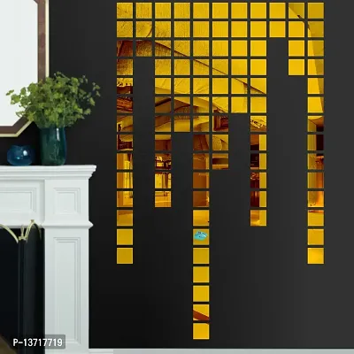 Look Decor 100 Square Golden-Cp543 Acrylic Mirror Wall Sticker|Mirror For Wall|Mirror Stickers For Wall|Wall Mirror|Flexible Mirror|3D Mirror Wall Stickers|Wall Sticker Cp-1069-thumb0