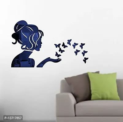 Look Decor Angel Ferry 4 Butterfly Blue-Cp674 Acrylic Mirror Wall Sticker|Mirror For Wall|Mirror Stickers For Wall|Wall Mirror|Flexible Mirror|3D Mirror Wall Stickers|Wall Sticker Cp-1200