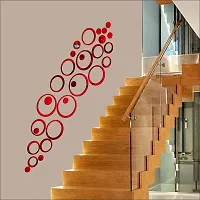 Look Decor 30 Rings And Dots Red Acrylic Mirror Wall Sticker|Mirror For Wall|Mirror Stickers For Wall|Wall Mirror|Flexible Mirror|3D Mirror Wall Stickers|Wall Sticker Cp-476-thumb1