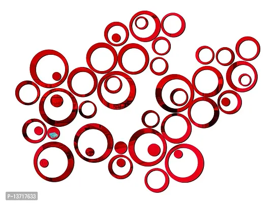 Look Decor 40 Ring And Dot Red-Cp459 Acrylic Mirror Wall Sticker|Mirror For Wall|Mirror Stickers For Wall|Wall Mirror|Flexible Mirror|3D Mirror Wall Stickers|Wall Sticker Cp-985-thumb0