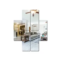 Look Decor 6 Frame Silver Acrylic Mirror Wall Sticker|Mirror For Wall|Mirror Stickers For Wall|Wall Mirror|Flexible Mirror|3D Mirror Wall Stickers|Wall Sticker Cp-367-thumb1